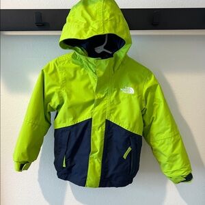The North Face Kids Lime Green and Navy Hooded Jacket
